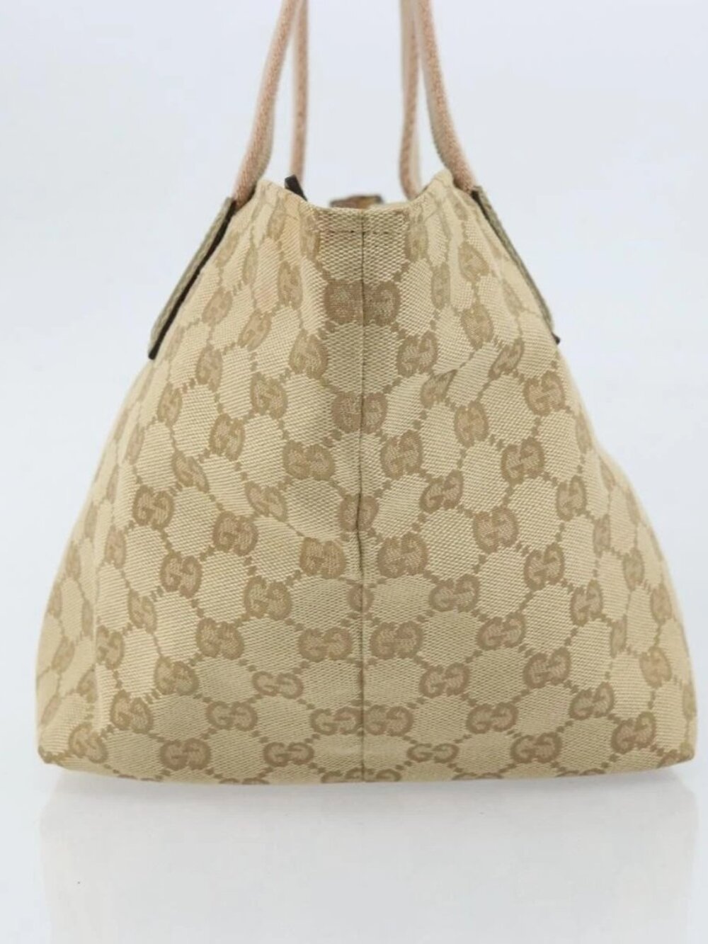 GUCCI GG Canvas Hand Bag Beige Gold 131228 Auth gh1835 - Picture 4 of 16